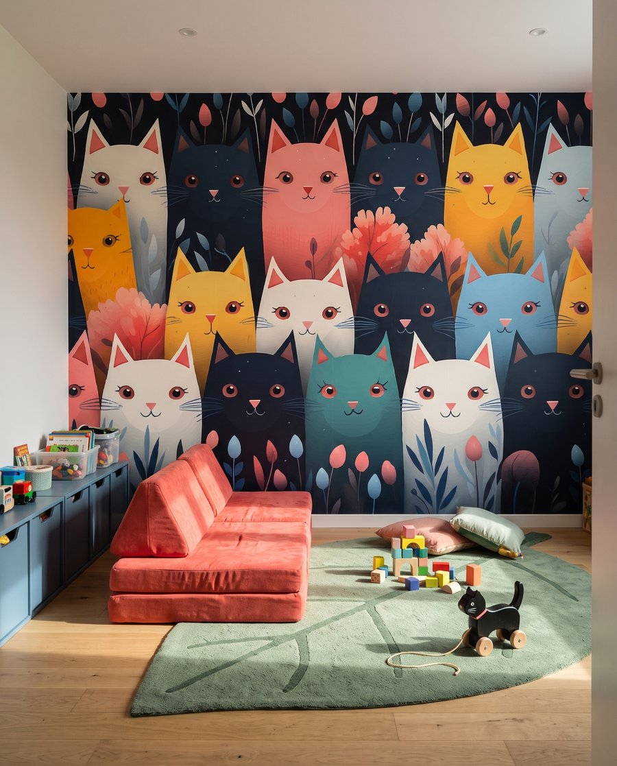 Katzen in allen Farben in einem Interieur