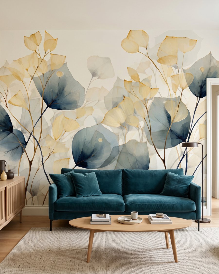 Blätter wie Transparentpapier in einem Interieur