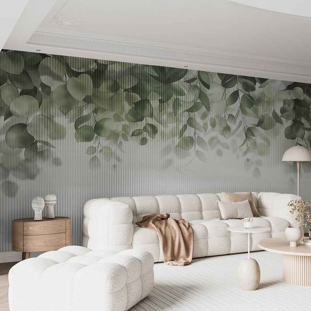 Hängende runde Blättchen in einem Interieur