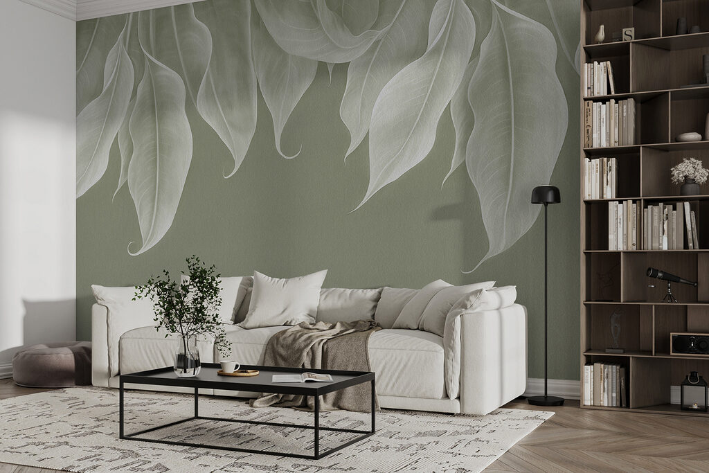 Blätter mit gekringelten Spitzen in einem Interieur