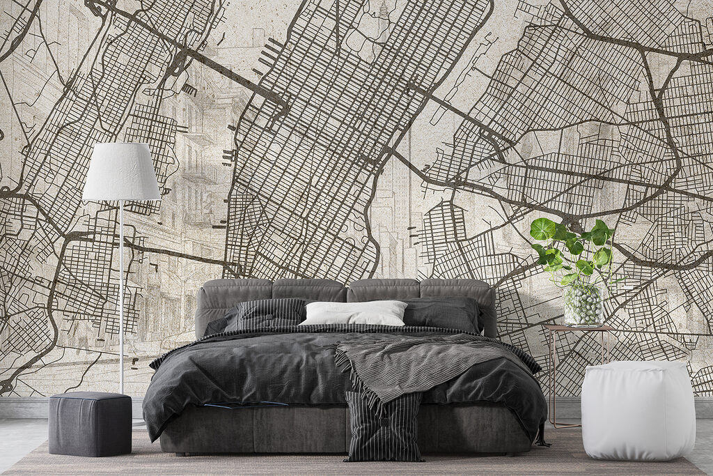 Manhattan in feinen Linien in einem Interieur