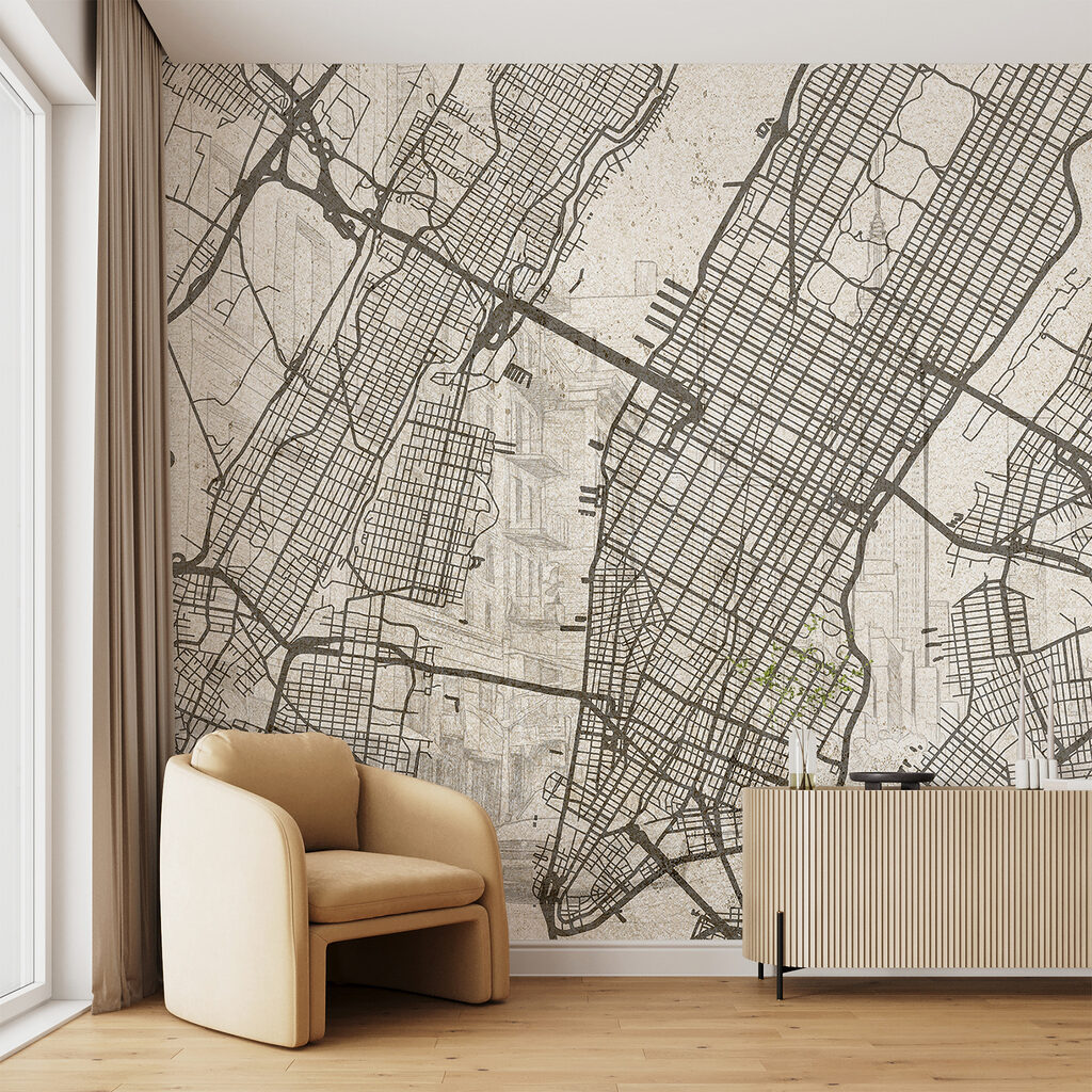 Manhattan in feinen Linien in einem Interieur