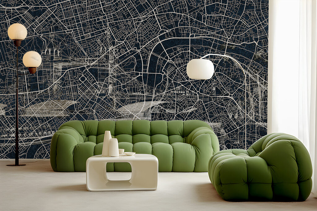 Straßen und Wasserwege in einem Interieur