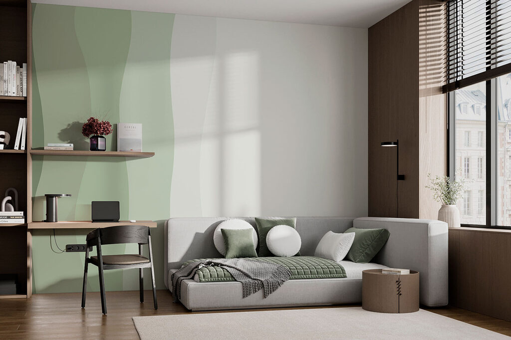 Farbwellen am Seitenrand in einem Interieur