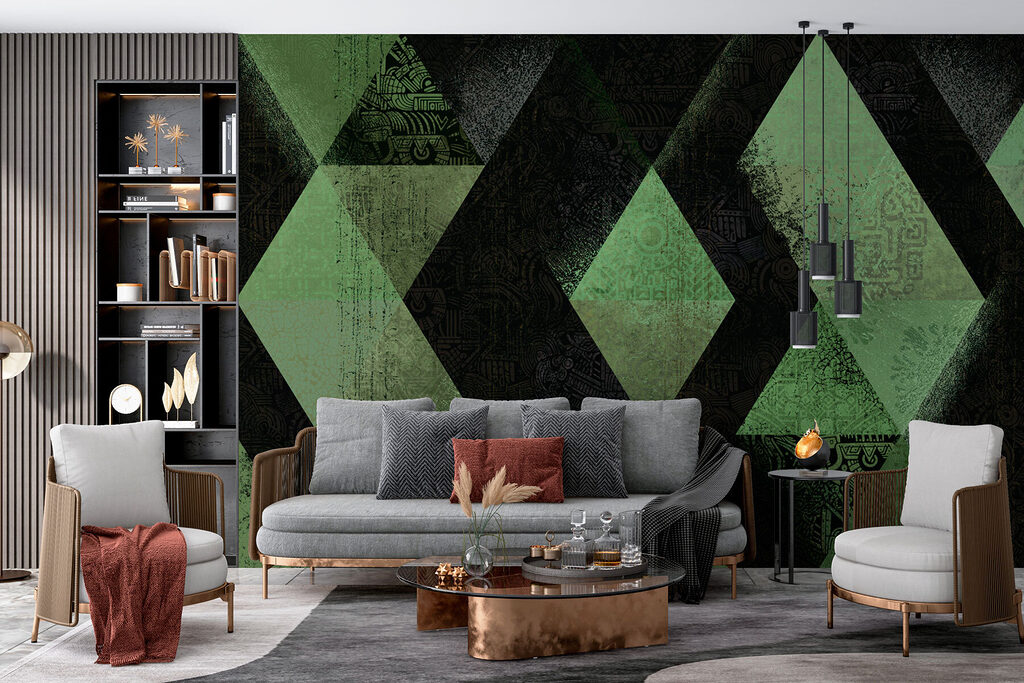 Mosaik aus Dreiecken in einem Interieur