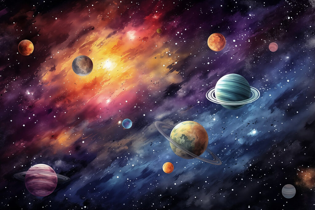Planeten in einer Feuerwolke — ganzes Design
