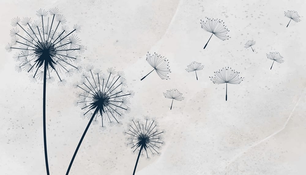 Pusteblumen im Wind — ganzes Design