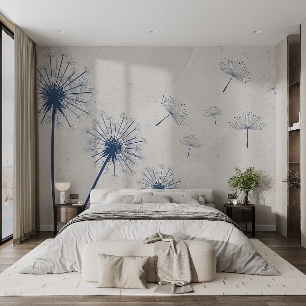 Pusteblumen im Wind in einem Interieur