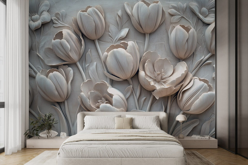 Tulpen in zartem Weiß in einem Interieur