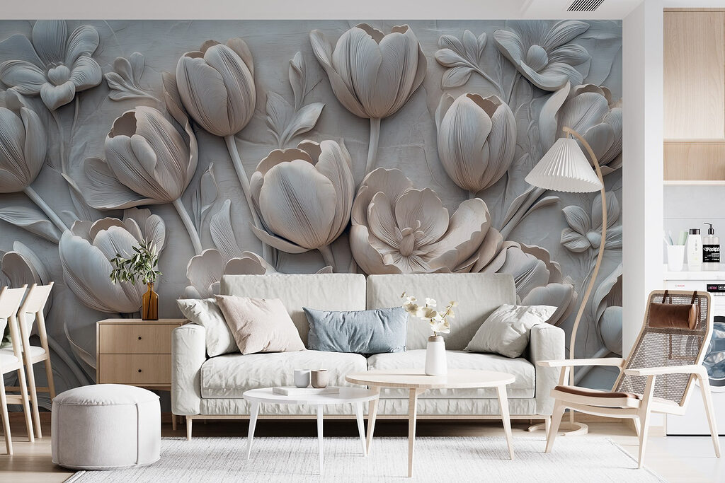 Tulpen in zartem Weiß in einem Interieur