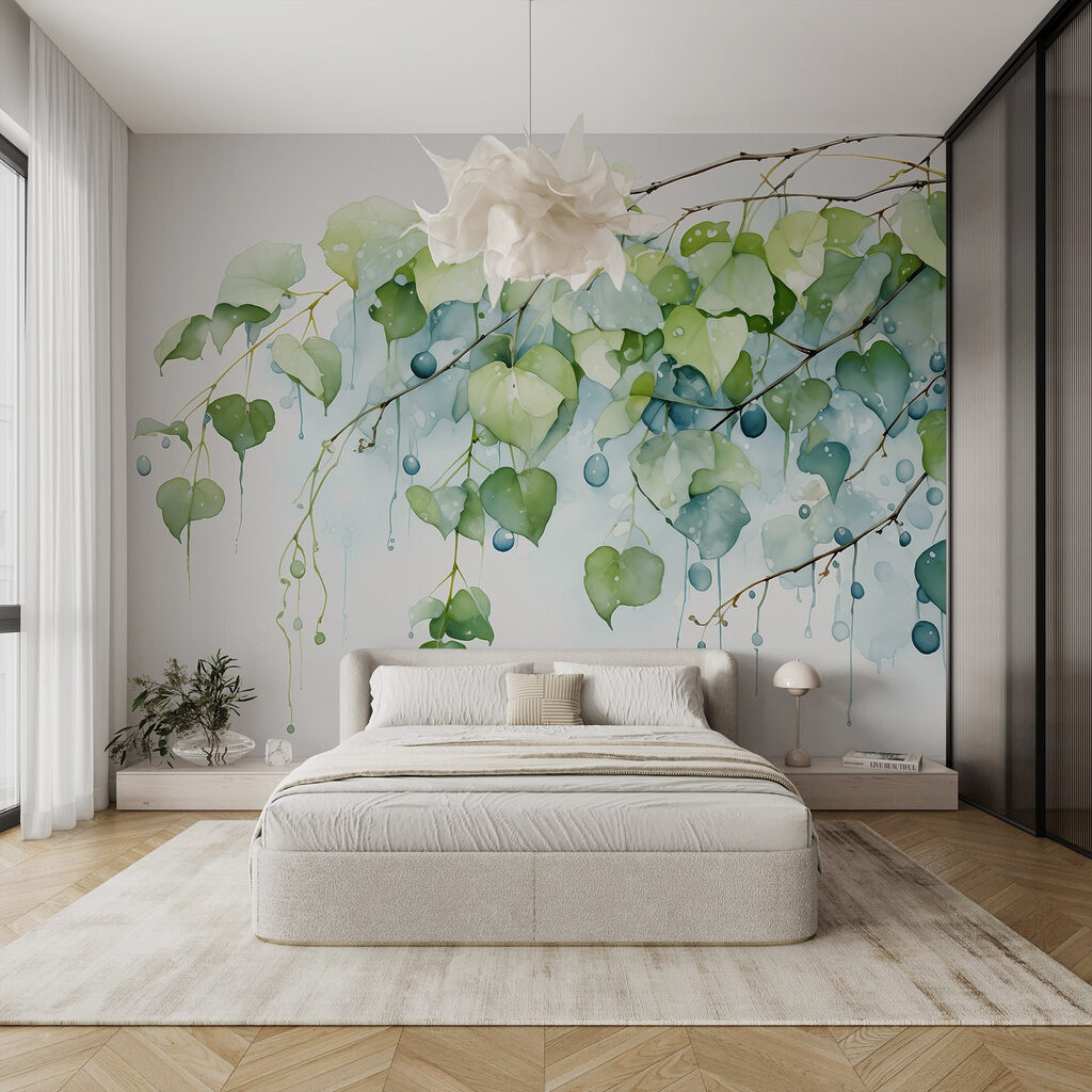 Herzblätter mit Tropfen in einem Interieur