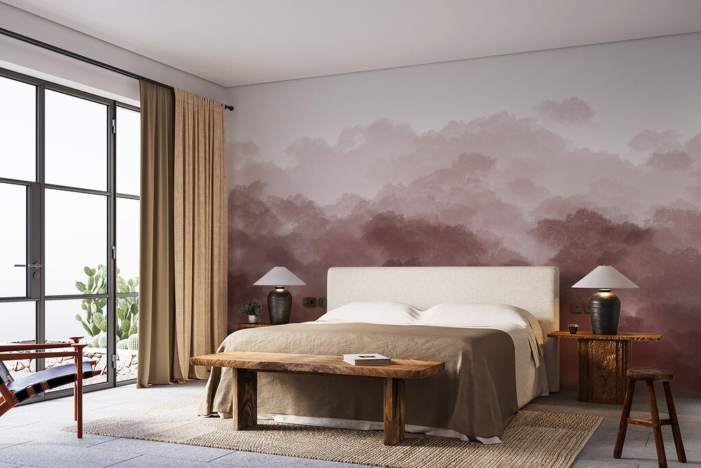 Baumkronen in Aquarell in einem Interieur