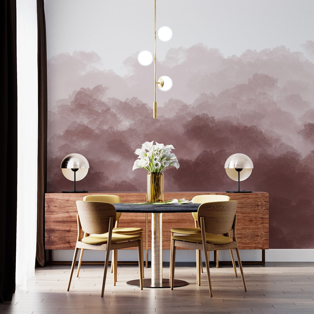 Baumkronen in Aquarell in einem Interieur