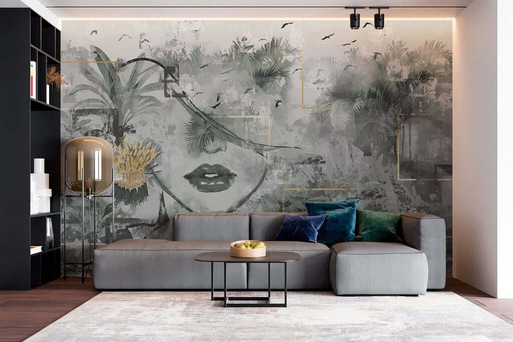Gesicht in der Natur in einem Interieur