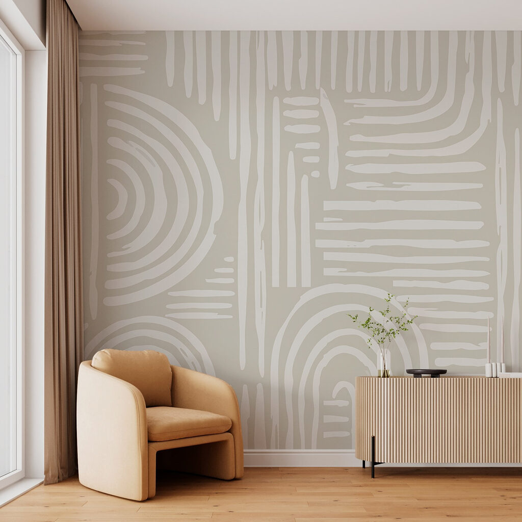 Cremefarbene Linienbögen in einem Interieur