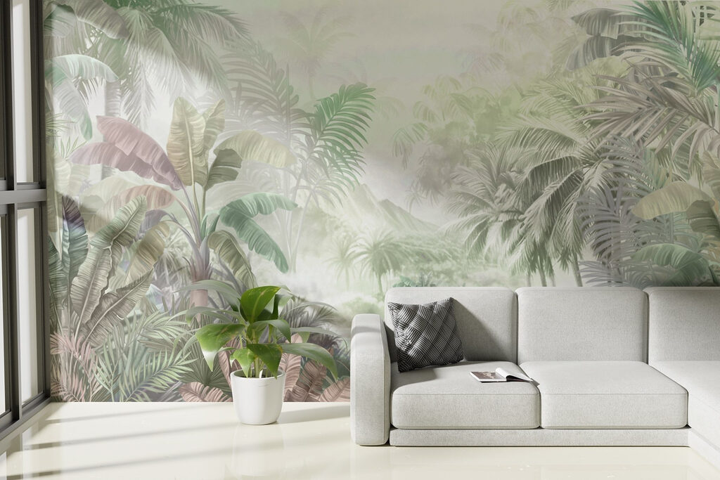Tropensee im Farbnebel in einem Interieur