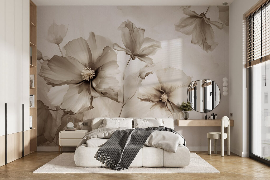 Lose Blüten in Aquarell in einem Interieur