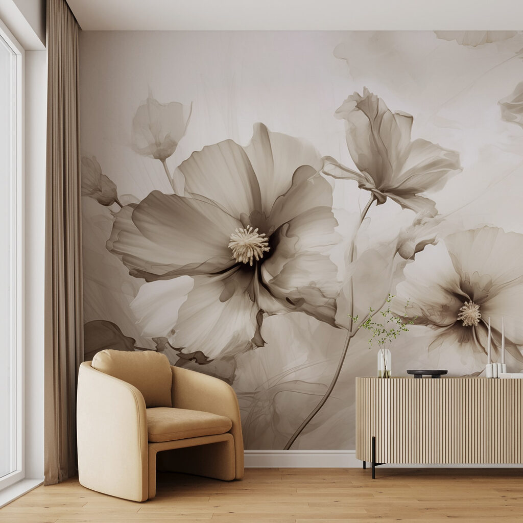 Lose Blüten in Aquarell in einem Interieur