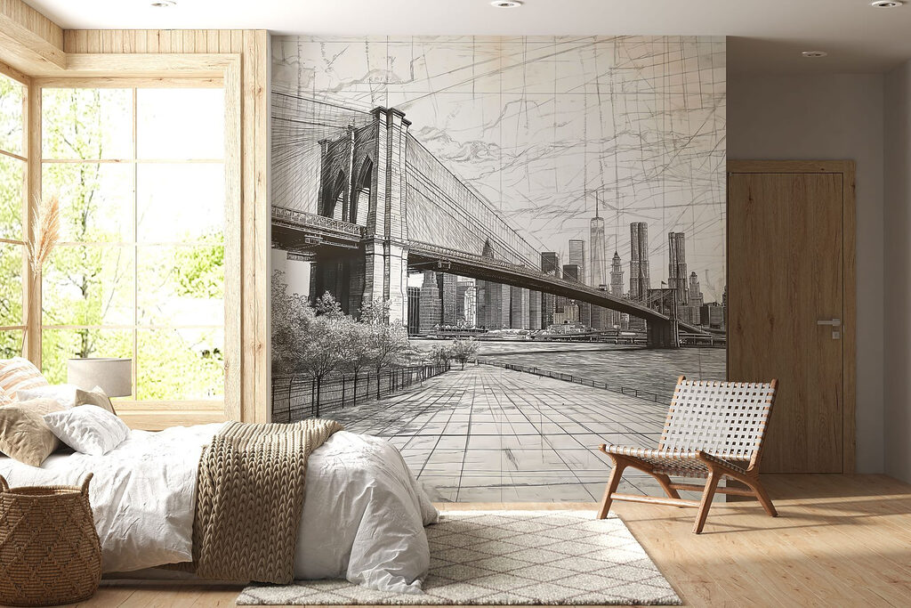 Skizze einer Hängebrücke in einem Interieur