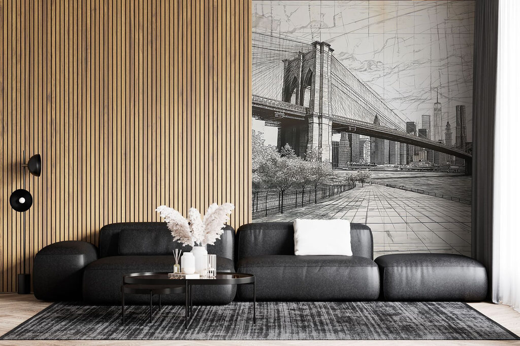 Skizze einer Hängebrücke in einem Interieur