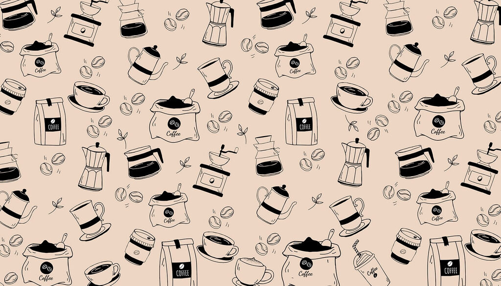 Verspielte Kaffeekännchen — ganzes Design
