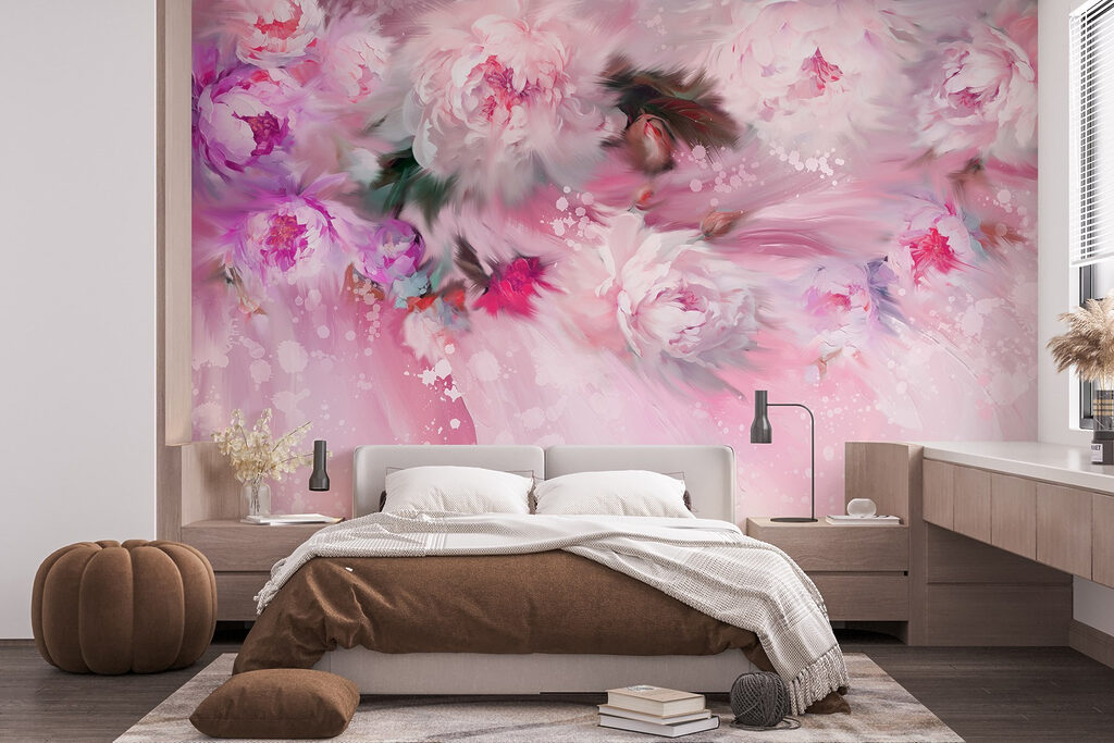 Blüten über fließendem Licht in einem Interieur