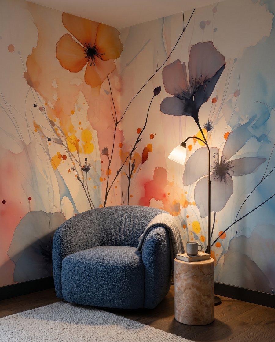 Blumen in Aquarellflecken — Interieur 4