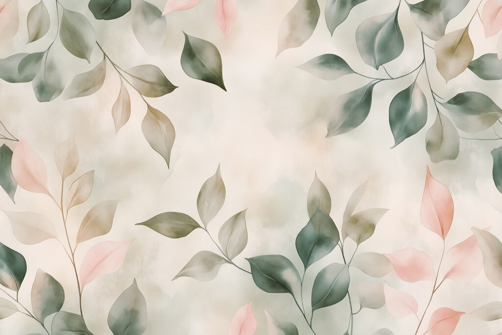 Blattzweige in rosa Schatten — ganzes Design