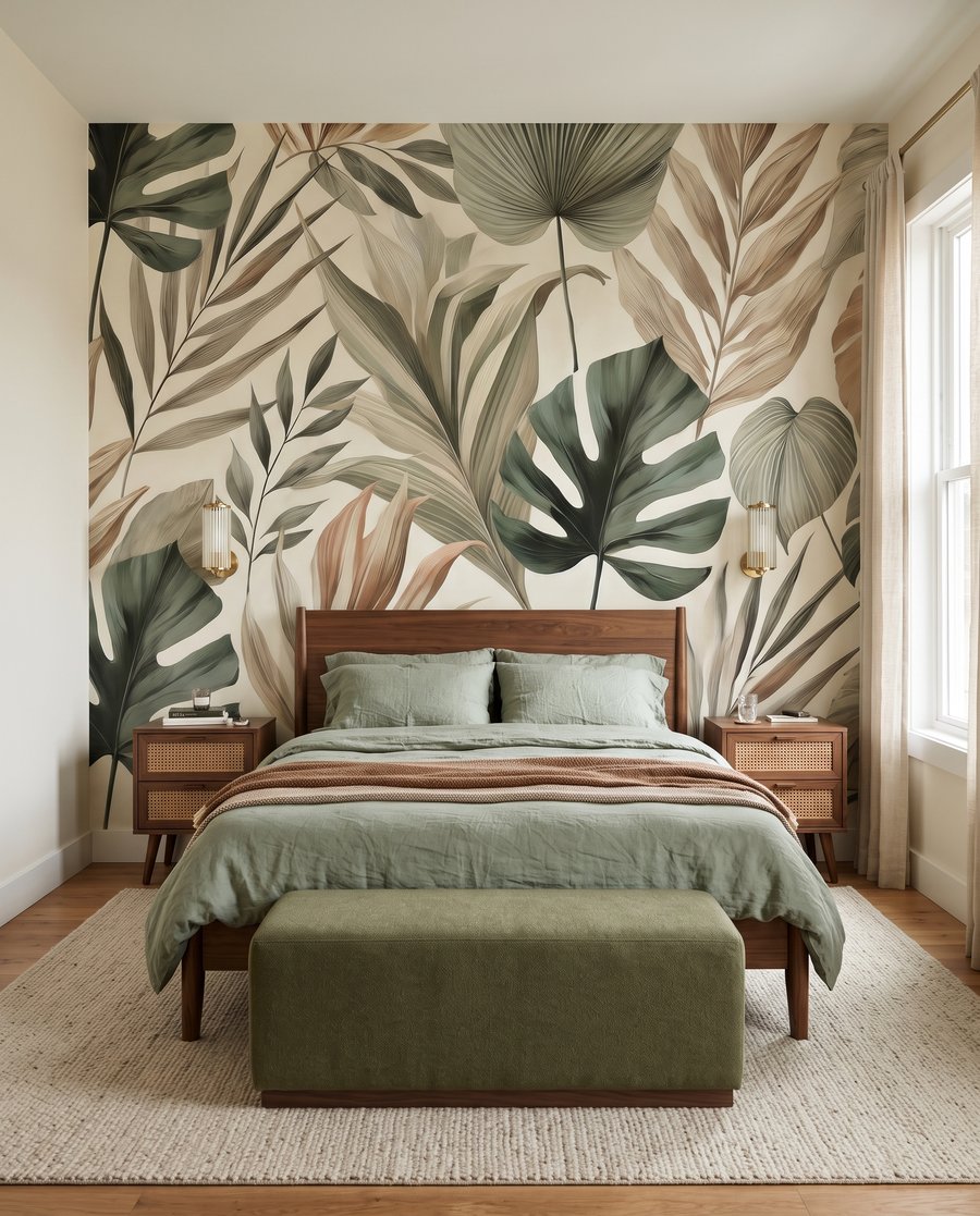 Tropische Blätter in Naturtönen — Interieur 2