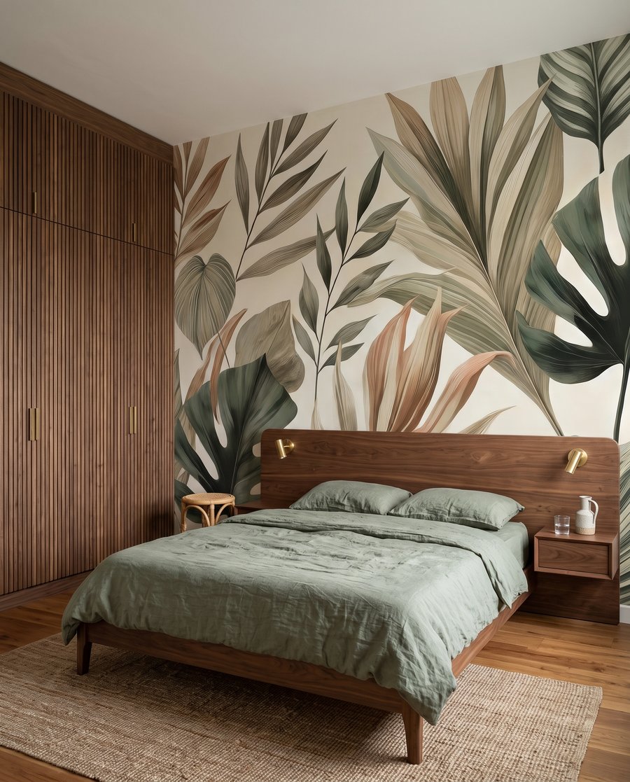 Tropische Blätter in Naturtönen — Interieur 3