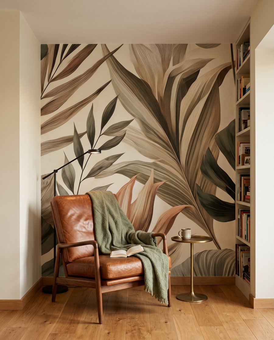 Tropische Blätter in Naturtönen — Interieur 6