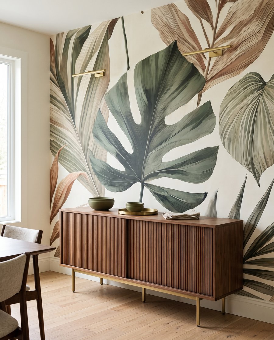 Tropische Blätter in Naturtönen — Interieur 9