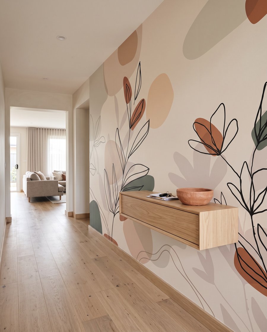 Gezeichnete Zweige auf Farbflächen — Interieur 4