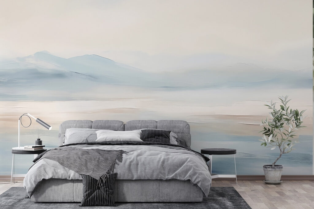 Pastellhorizont am Wasser in einem Interieur