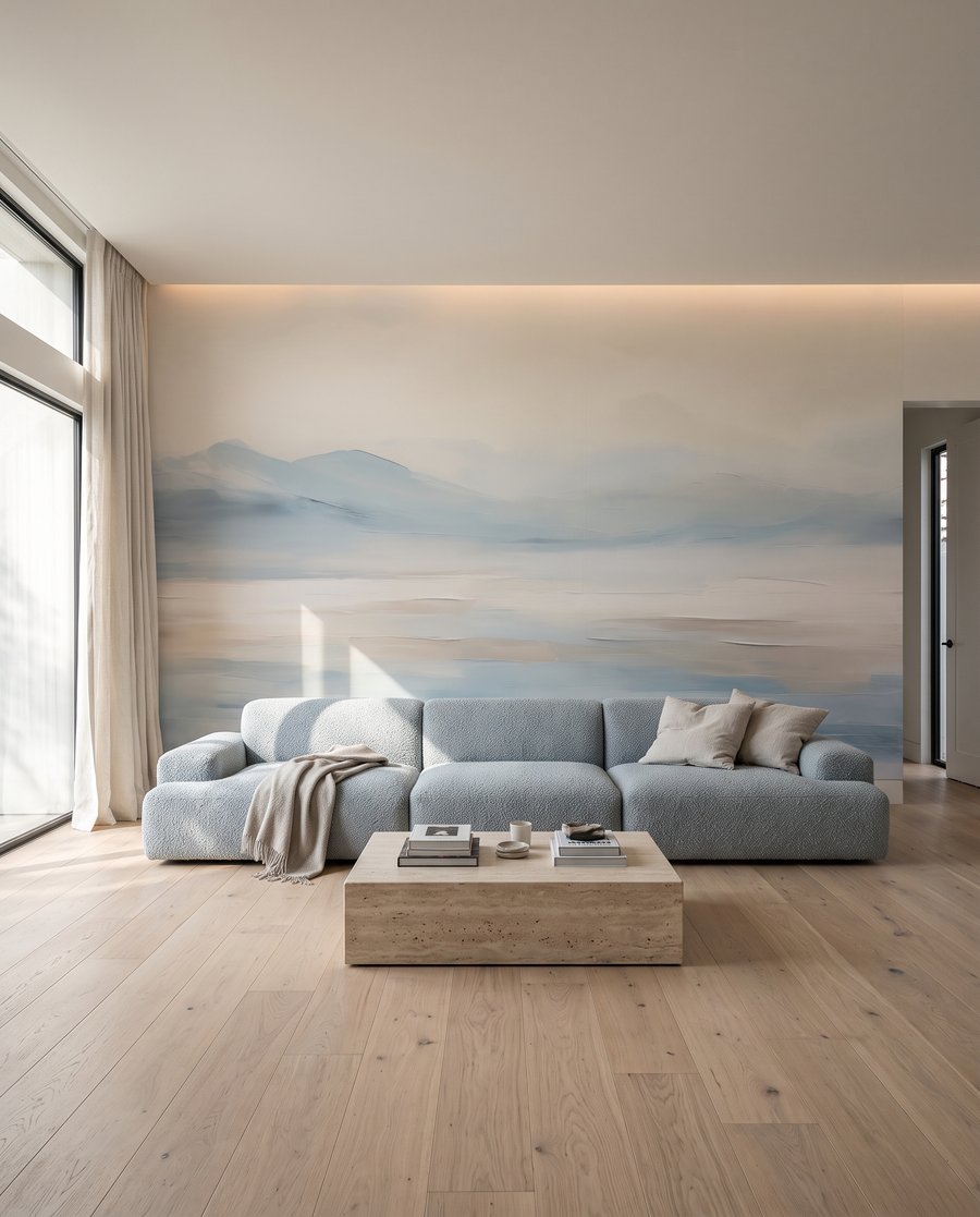 Pastellhorizont am Wasser in einem Interieur