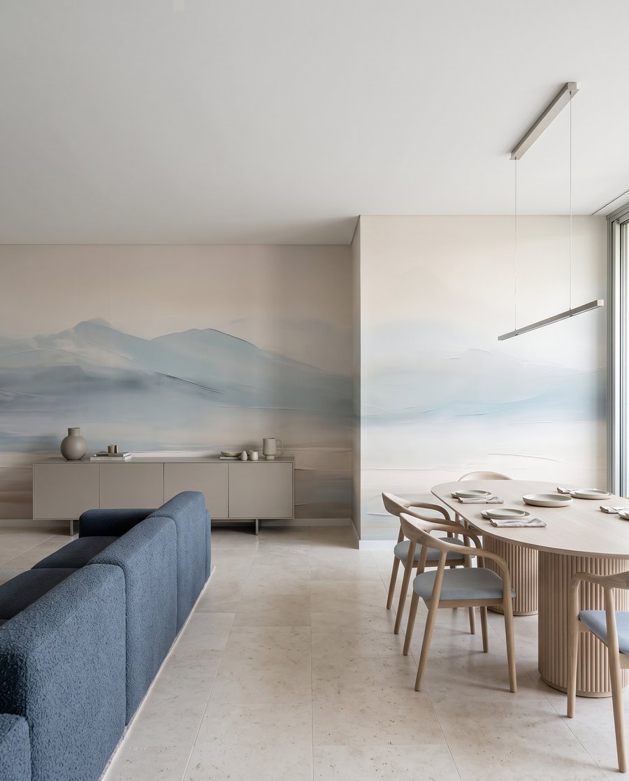 Pastellhorizont am Wasser in einem Interieur