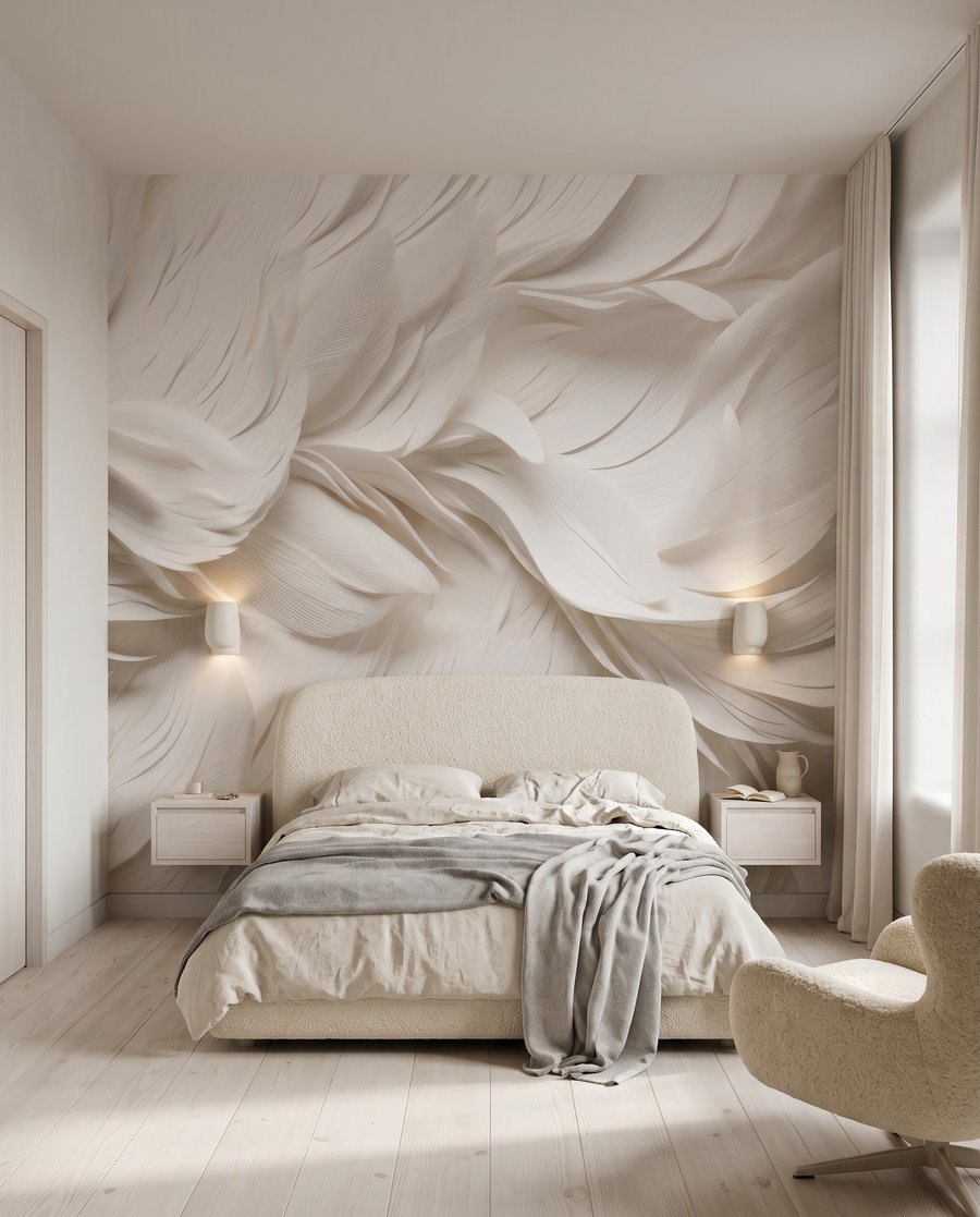 Weiße Federn in Schichten — Interieur 2