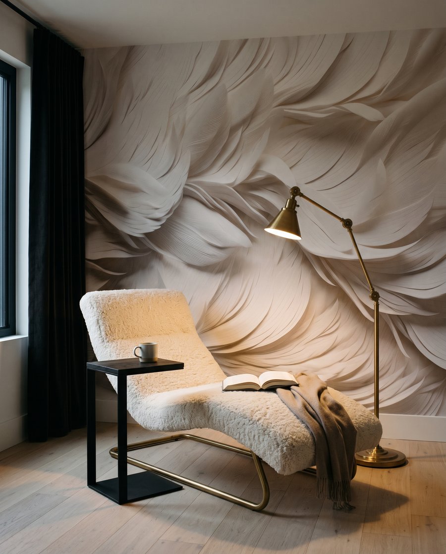 Weiße Federn in Schichten — Interieur 3