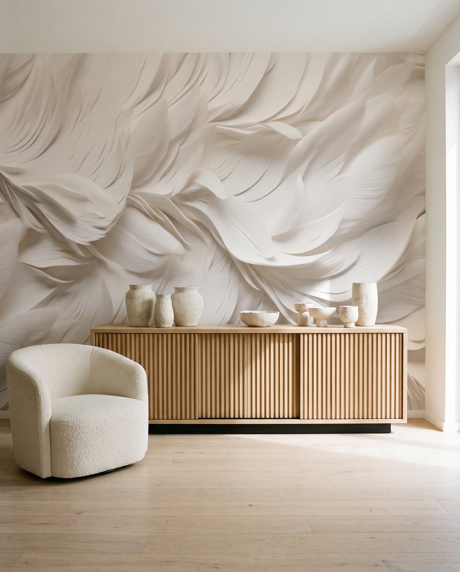 Weiße Federn in Schichten — Interieur 4