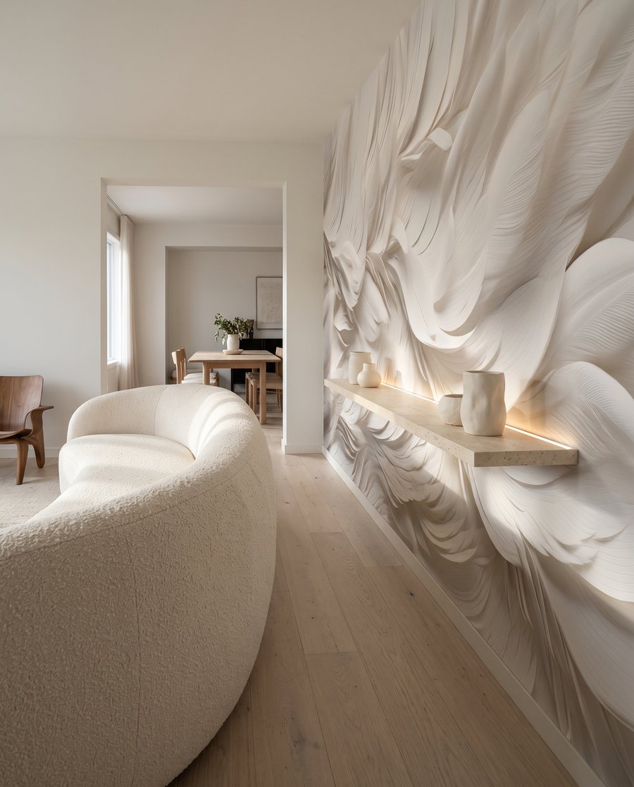 Weiße Federn in Schichten — Interieur 5