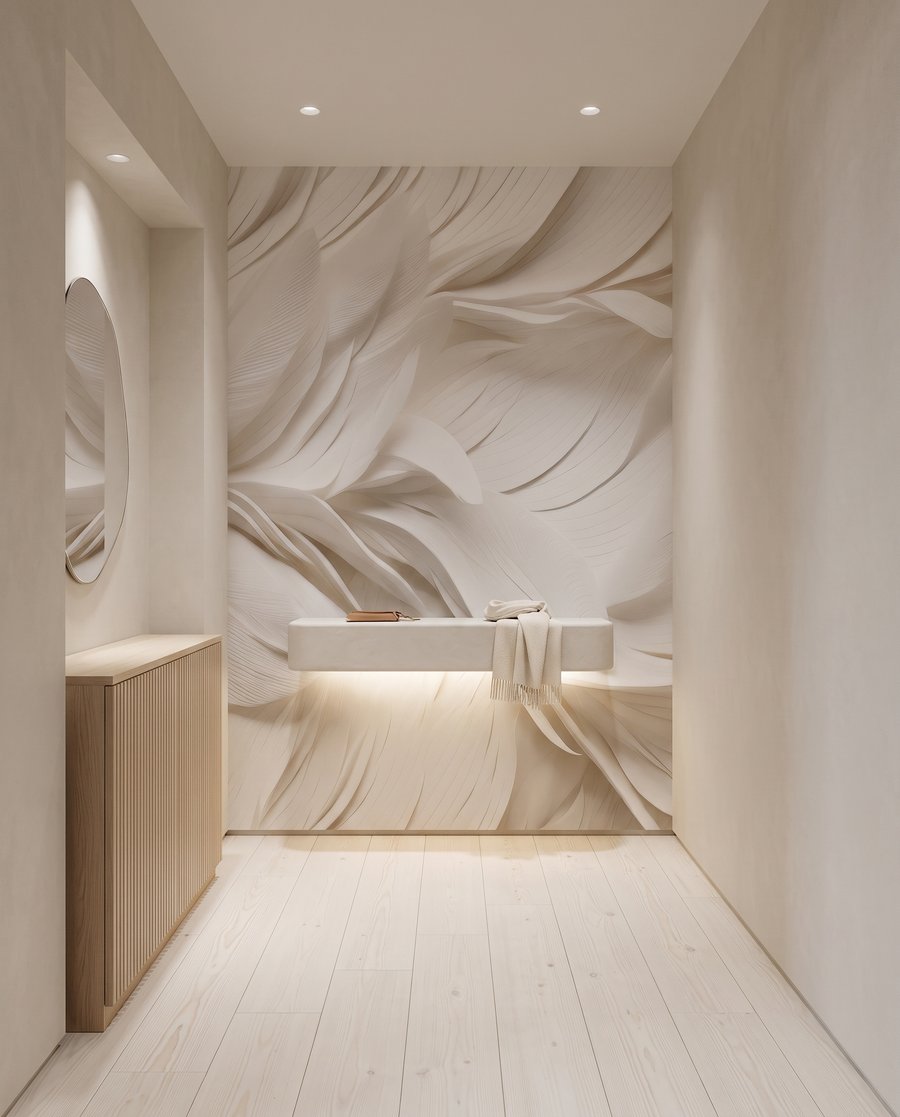 Weiße Federn in Schichten — Interieur 7