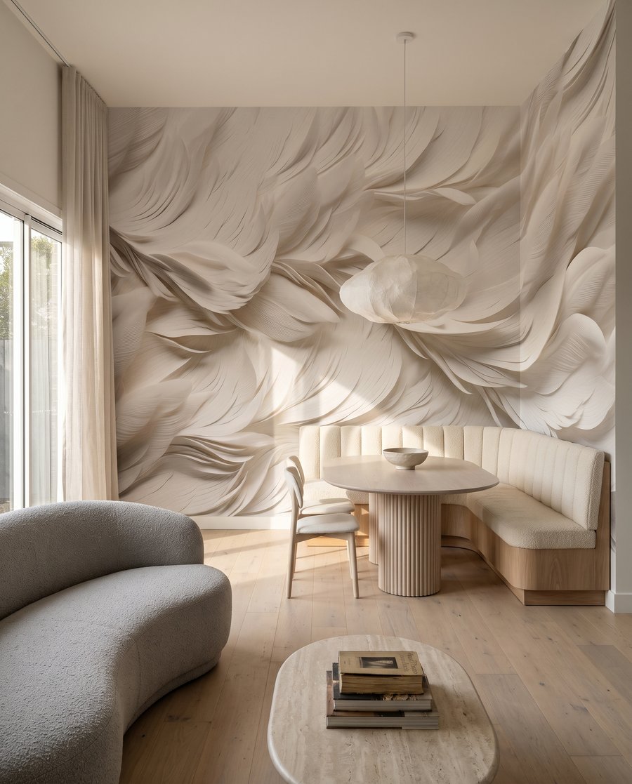 Weiße Federn in Schichten — Interieur 8
