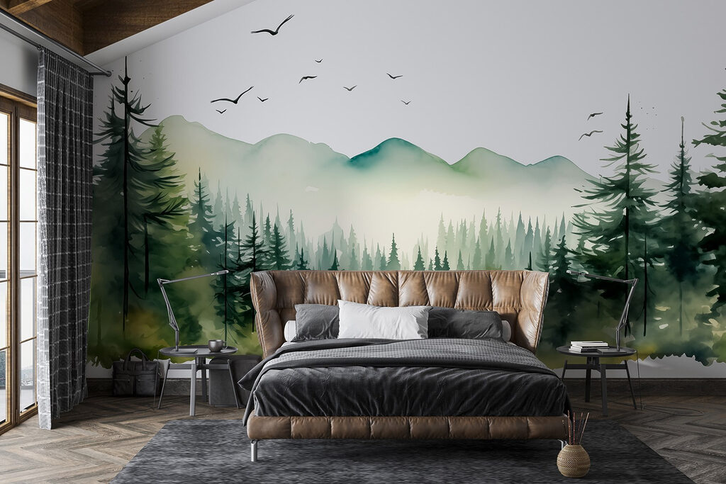 Vogelflug über dem Tannental in einem Interieur