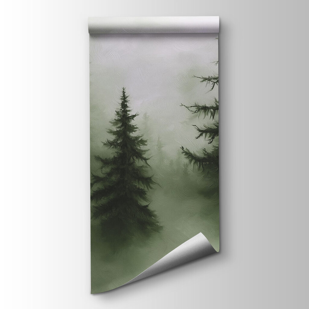 Dunkle Tannen im Nebel — Produktansicht