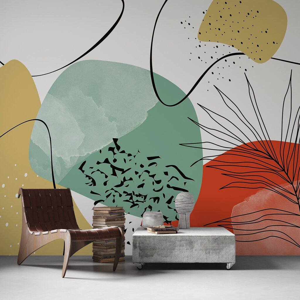 Farben und schwarze Kurven in einem Interieur