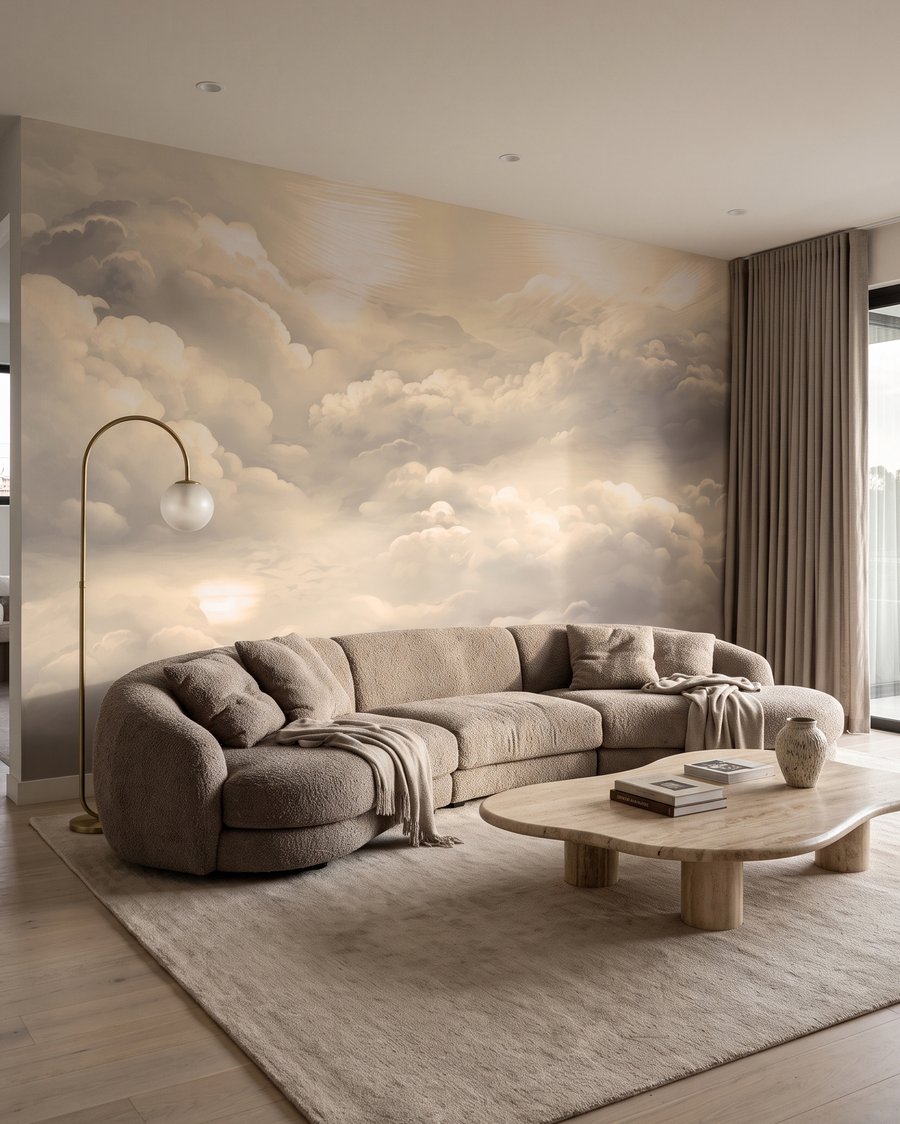 Sanftes Licht zwischen Wolken in einem Interieur