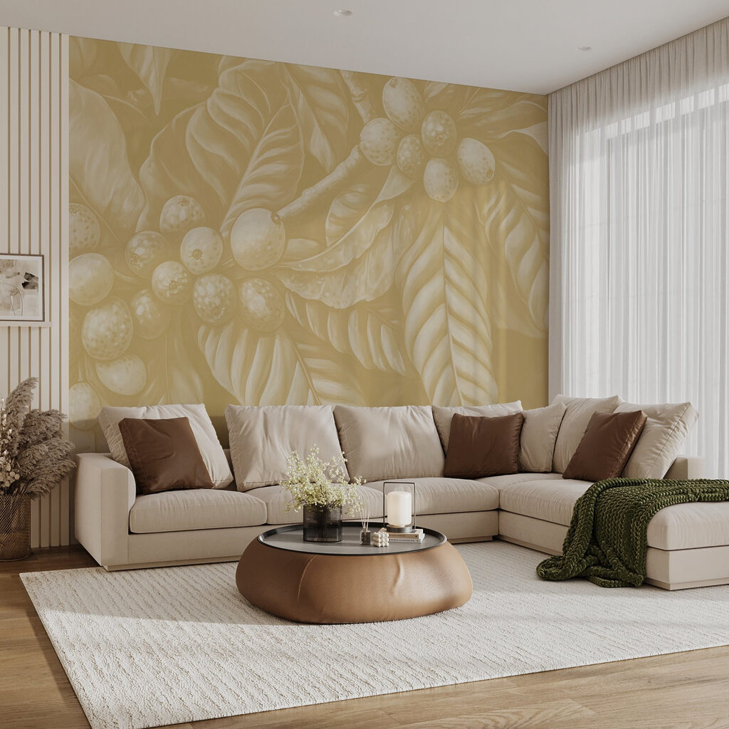 Beeren zwischen Blättern in einem Interieur