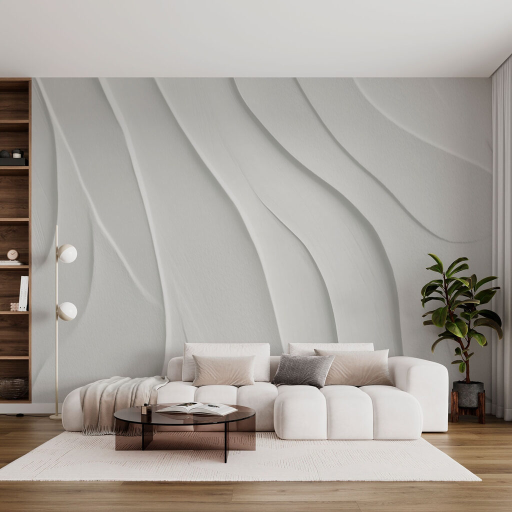 Herabfließende weiße Linien in einem Interieur
