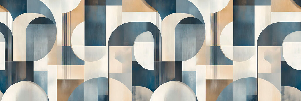 Blaue und goldene Bögen — ganzes Design