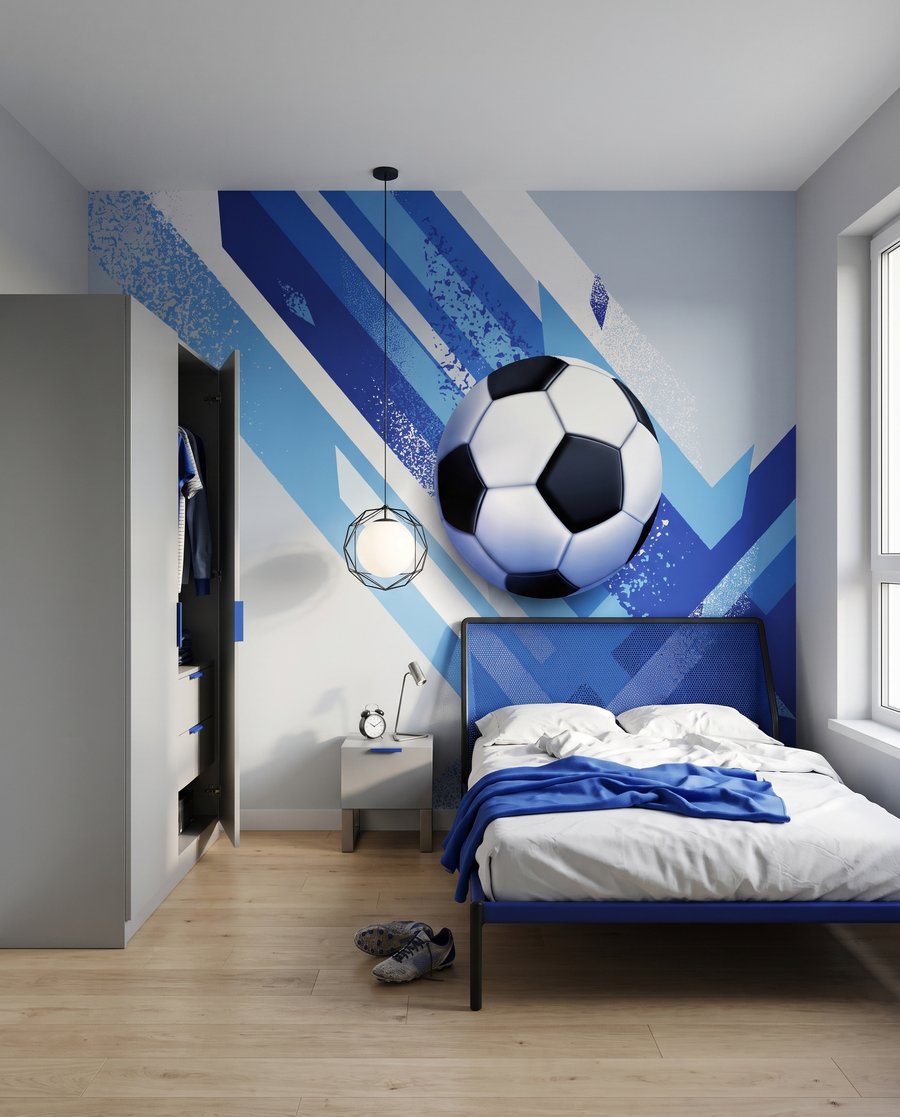 Fußball zwischen schrägen Farbbahnen — Interieur 2